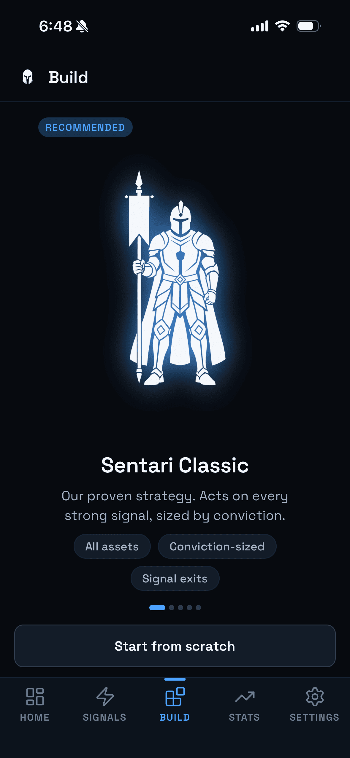 Sentari strategy builder on iPhone
